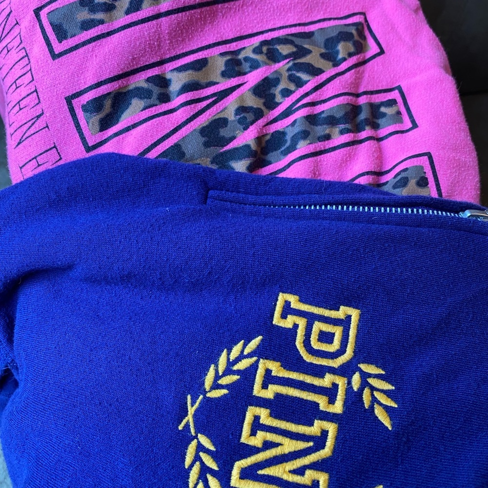 2 VS Pink hoodies leopard & navy sweater top